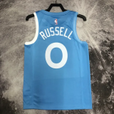 2019-20 Timberwolves RUSSELL #0 Sky Blue Retro Top Quality Hot Pressing NBA Jersey