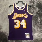 1996-97 LAKERS O'NEAL #34 Purple Retro Top Quality Hot Pressing NBA Jersey(圆领）