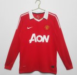 2010-2011 Man Utd Home Long Sleeve Retro Soccer Jersey