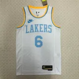 22-23 LAKERS JAMES #6 White Top Quality Hot Pressing NBA Jersey (Retro Logo)