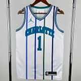2018-2019 HORNETS BALL #1 White Retro Top Quality Hot Pressing NBA Jersey