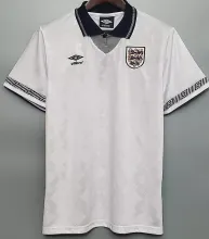 1990 England Home Retro Soccer Jersey