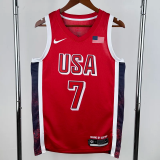 2024 Olympic Game USA DURANT # 7 Red Basketball Jersey
