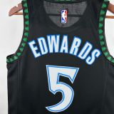 2017-2018 TIMBERWOLVES EDWARDS #5 Black Retro Top Quality Hot Pressing NBA Jersey