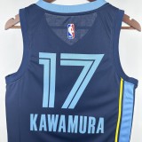23-24 GRIZZLIES KAWAMURA #17  Dark Blue Top Quality Hot Pressing NBA Jersey
