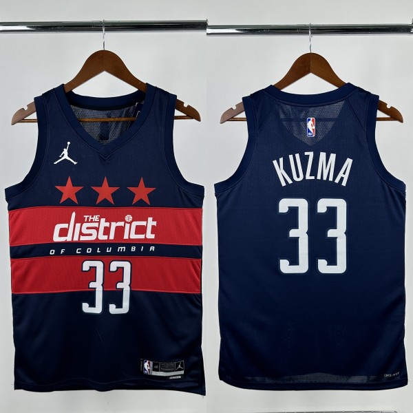 24-25 Wizards KUZMA #33 Royal Blue Top Quality Hot Pressing NBA Jersey (Trapeze Edition)飞人版