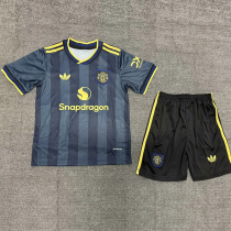 25-26 Man Utd Black Blue Kids Soccer Jersey