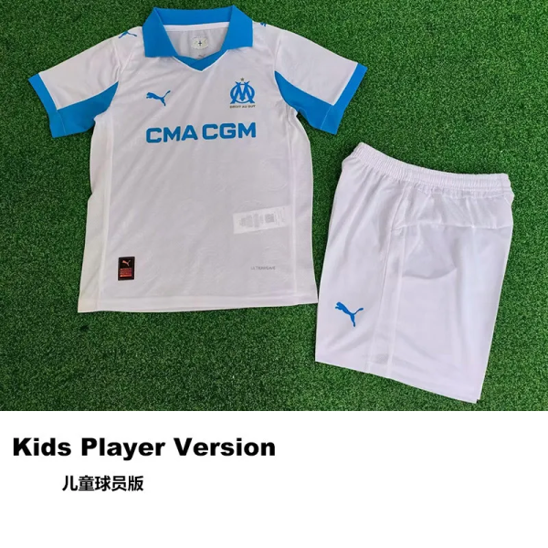 25-26 Marseille Home Kids Player Version Soccer Jersey (球员童装)