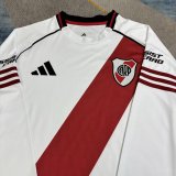 25-26 River Plate Home Long Sleeve Fans Soccer Jersey
