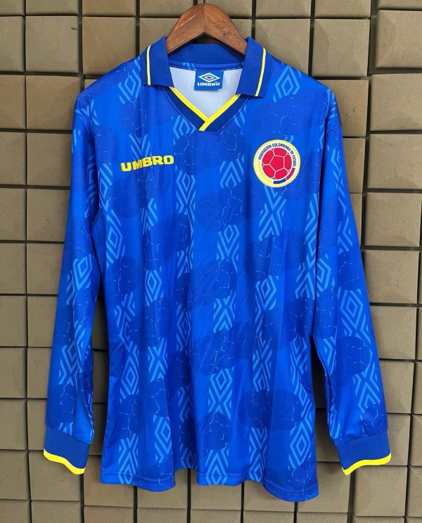 1994 Colombia Away Long Sleeve Retro Soccer Jersey