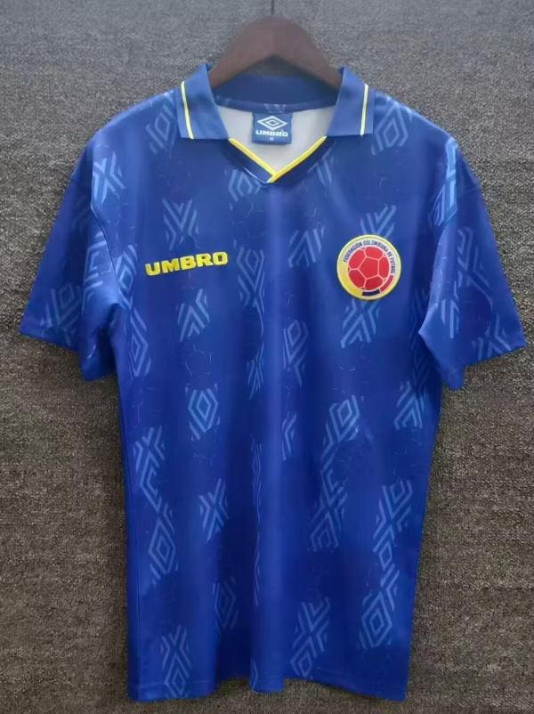 2014 Colombia Blue Retro Soccer Jersey