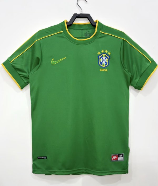 1998 Brazil Green Retro Soccer Jersey
