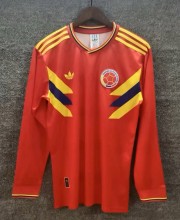 1990 Colombia Red Long Sleeve Retro Soccer Jersey