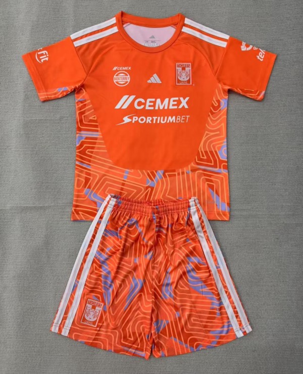 26-27 Tigres UANL Orange Goalkeeper Kids Soccer Jersey